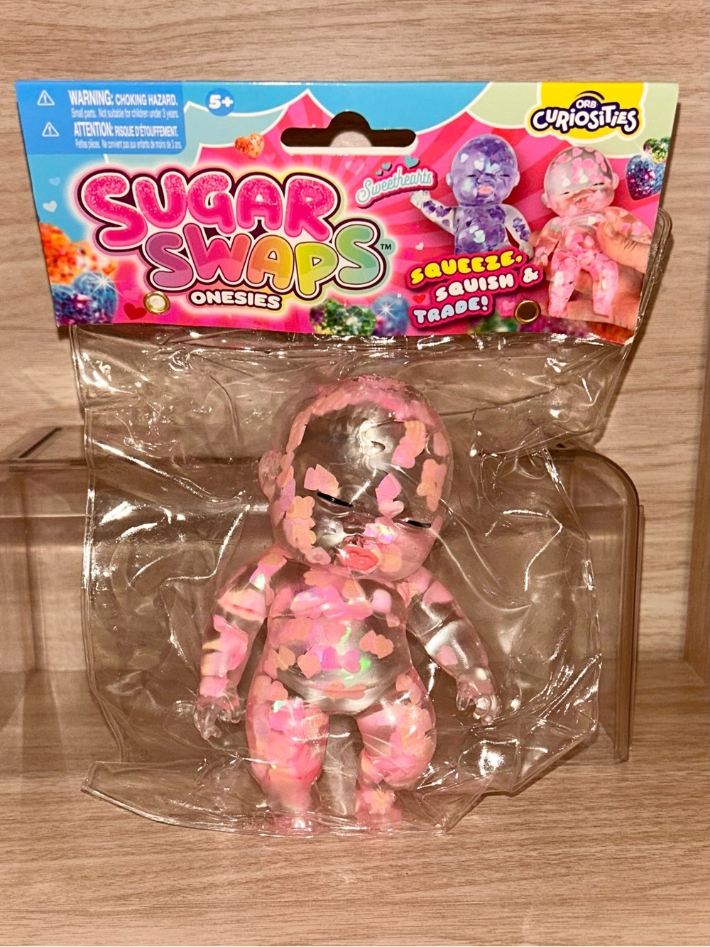 PINK Orb Curiosities Sugar Swap Heart Baby Squishy Toy